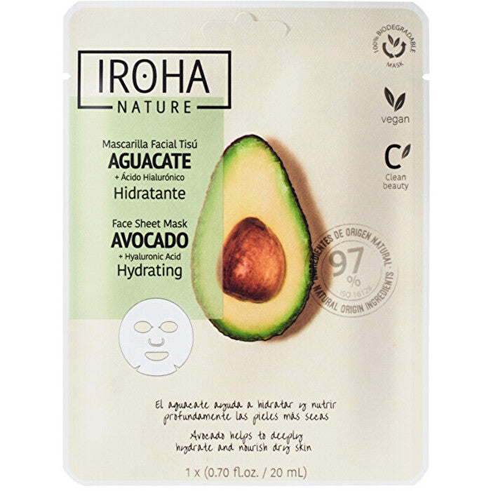 Iroha Avocado Face Sheet Mask - Plátýnková Maska 20ml