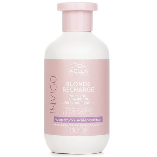 Wella Invigo Blonde Recharge Shampoo With Purple Pigments Highlighted, Cool Blonde Or Silver Hair 300ml