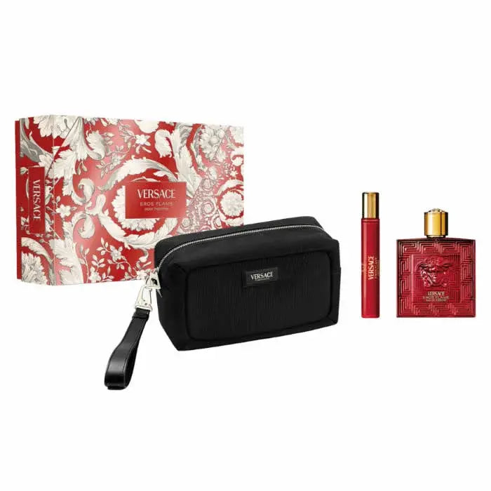 Versace Eros Flame Man Set Eau De Parfum 100ml & Eau De Parfum 10ml & Toiletry Pouch